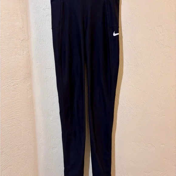 Nike Girls Black Dri-Fit Leggings with White Swoosh - L - Picture 1 of 7